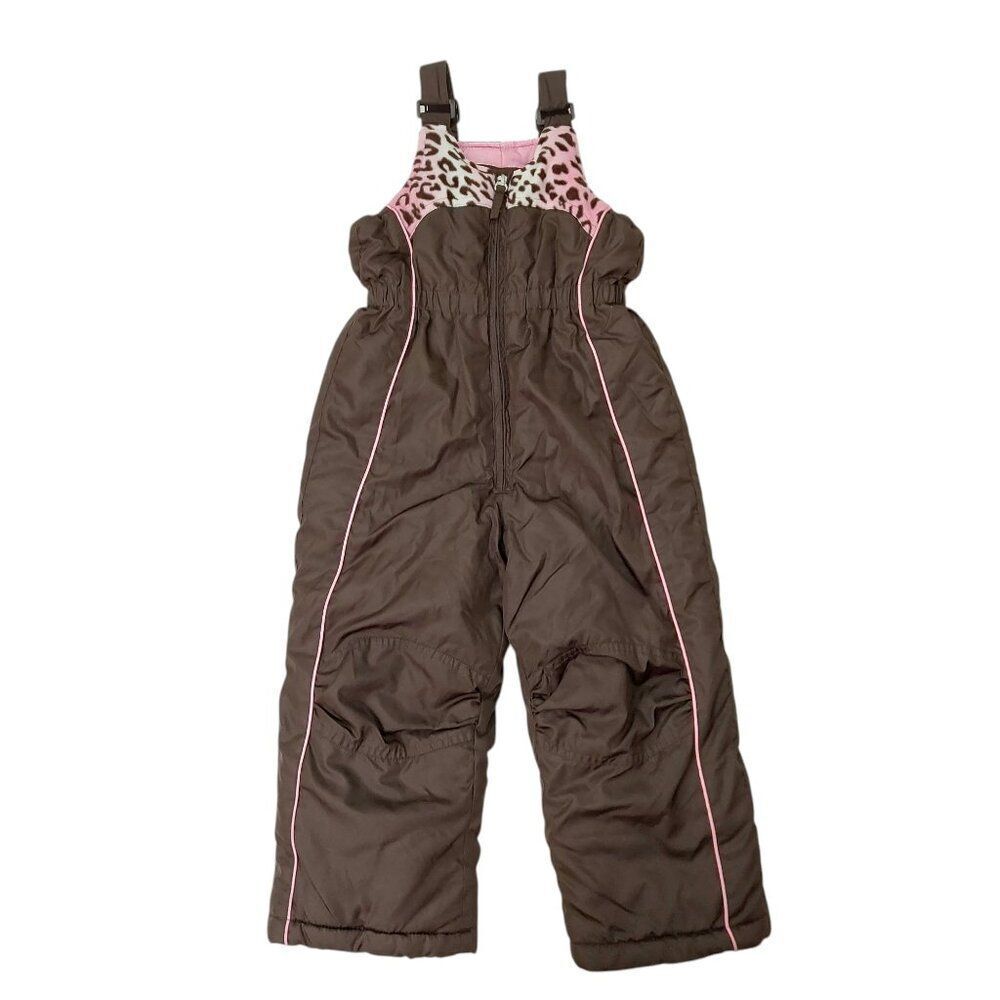 ZeroXposur Girls Snow Bibs 4T Brown Front Zip Insulated Ski Pants Warm Winter